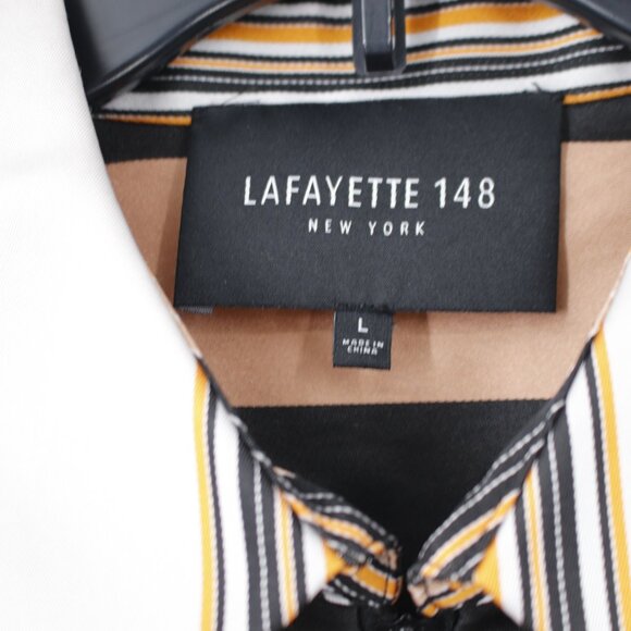 Lafayette 148 jacket women's Large full zip striped collared silk polyester - Picture 4 of 12